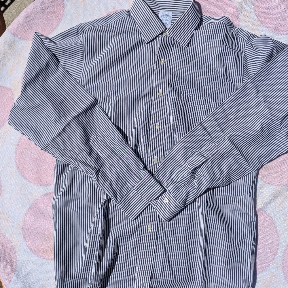 Brooks Brothers Classic Striped Men's Shirt 16-36 Slimfit Grey Stripe - Picture 3 of 6